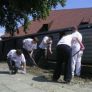 Participantes del grupo trabajando en el lugar conmemorativo de Auschwitz