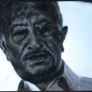 »Majdanek Prozessportrait« von Simon Wiesenthal in der Dauerausstellung, 1995-96, Malerin: Minka Hauschild © Jüdisches Museum Berlin, Foto: Jens Ziehe